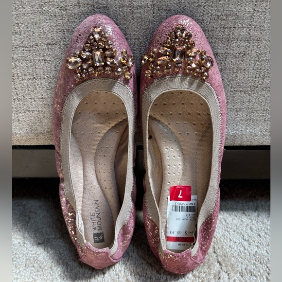 WHITE MOUNTAIN Purple Rhinestone Embellished Ballet Flats Dressy Shoes Size 7 - Picture 1 of 9